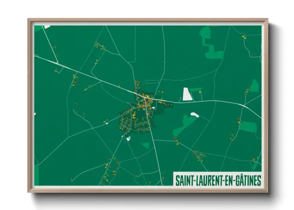 Une affiche de carte sur Saint-Laurent-en-Gâtines