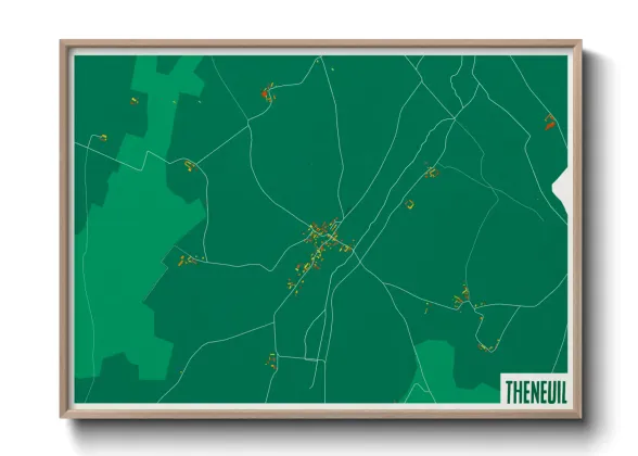 Une affiche de carte sur Theneuil