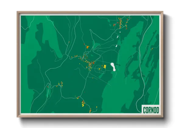 Une affiche de carte sur Cornod