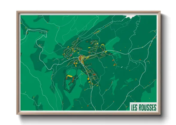 Une affiche de carte sur Les Rousses