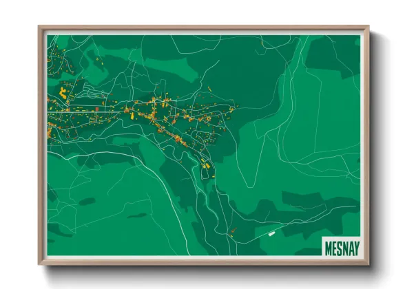 Une affiche de carte sur Mesnay
