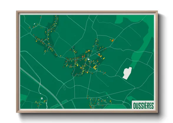 Une affiche de carte sur Oussières