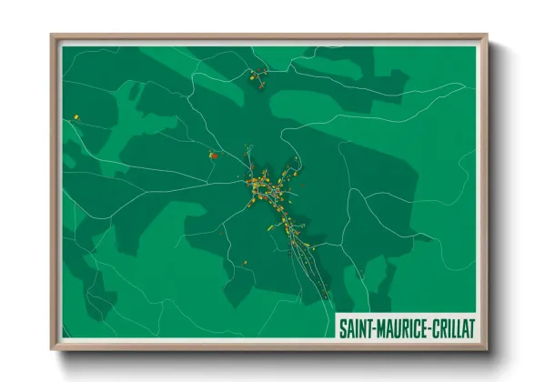 Une affiche de carte sur Saint-Maurice-Crillat