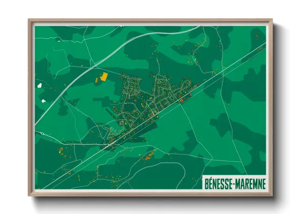 Une affiche de carte sur Bénesse-Maremne