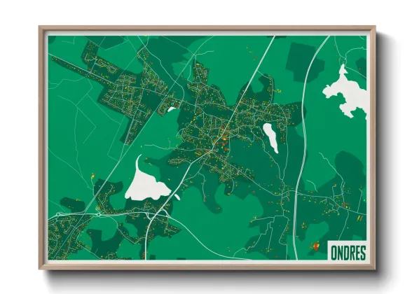Une affiche de carte sur Ondres