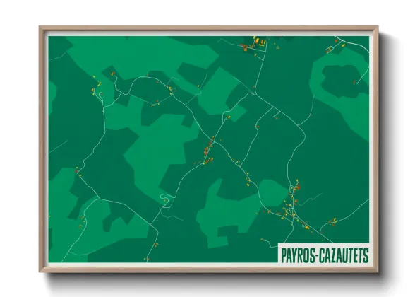 Une affiche de carte sur Payros-Cazautets