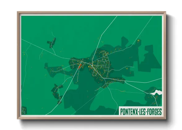 Une affiche de carte sur Pontenx-les-Forges