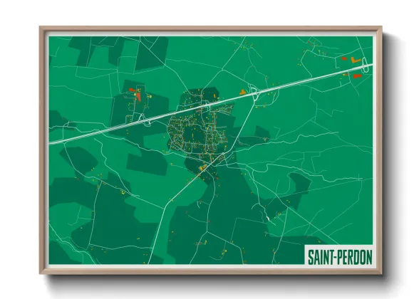 Une affiche de carte sur Saint-Perdon