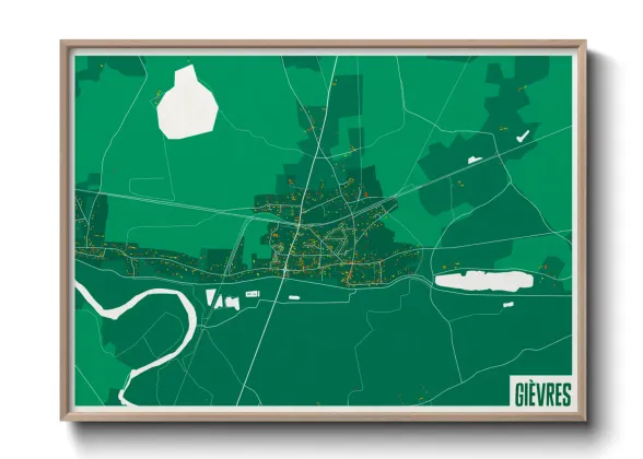 Une affiche de carte sur Gièvres