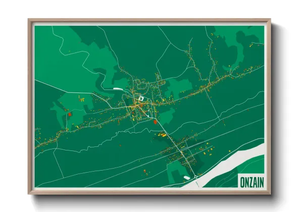 Une affiche de carte sur Onzain