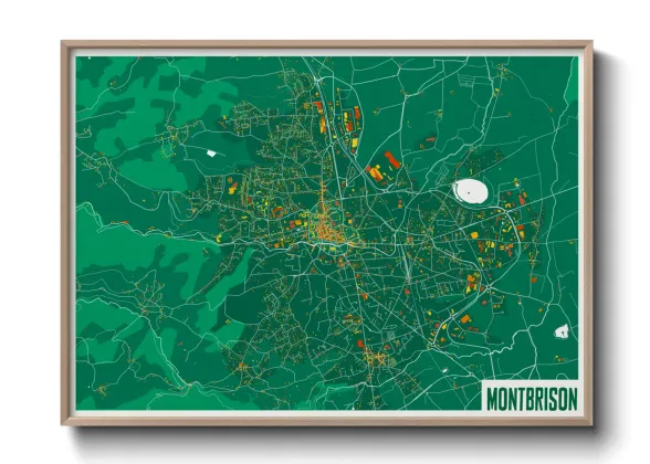 Une affiche de carte sur Montbrison