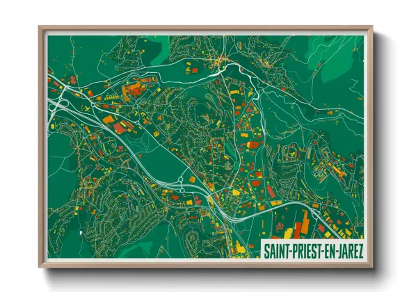 Une affiche de carte sur Saint-Priest-en-Jarez