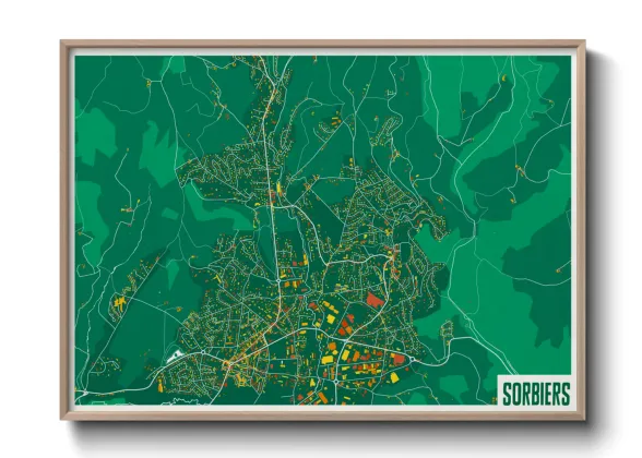 Une affiche de carte sur Sorbiers
