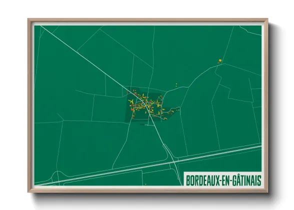 Une affiche de carte sur Bordeaux-en-Gâtinais
