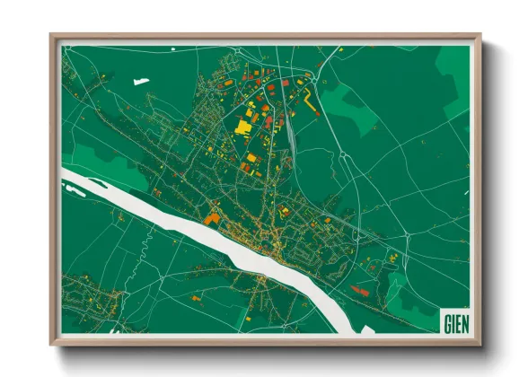 Une affiche de carte sur Gien