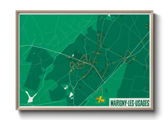 Une affiche de carte sur Marigny-les-Usages