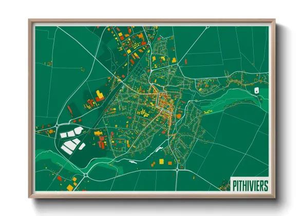Une affiche de carte sur Pithiviers