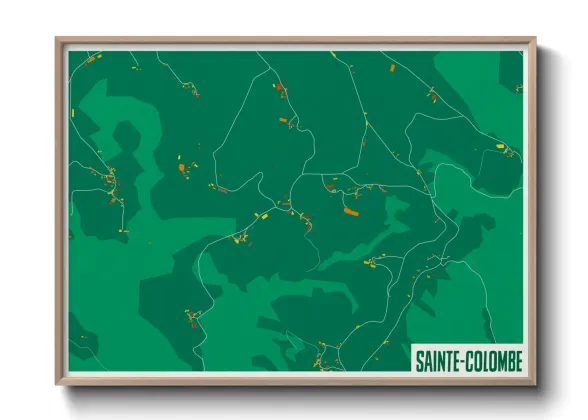 Une affiche de carte sur Sainte-Colombe