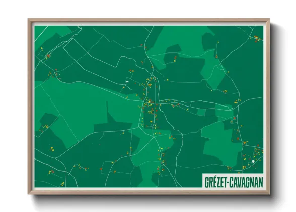 Une affiche de carte sur Grézet-Cavagnan