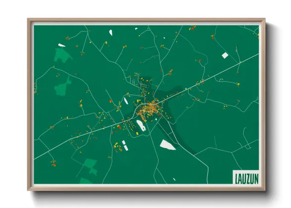 Une affiche de carte sur Lauzun