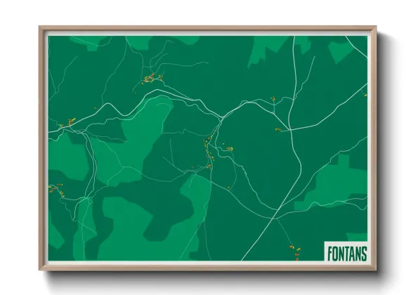 Une affiche de carte sur Fontans