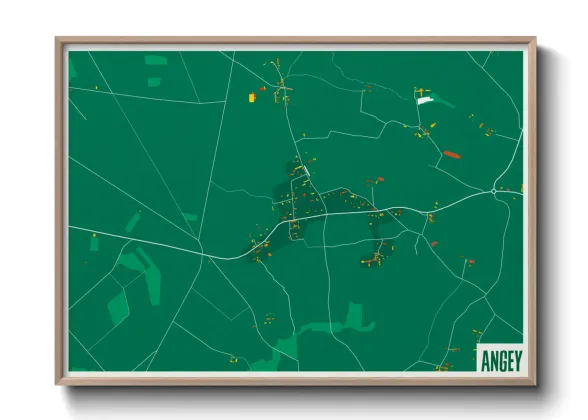Une affiche de carte sur Angey