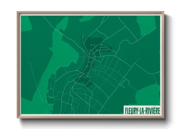 Une affiche de carte sur Fleury-la-Rivière