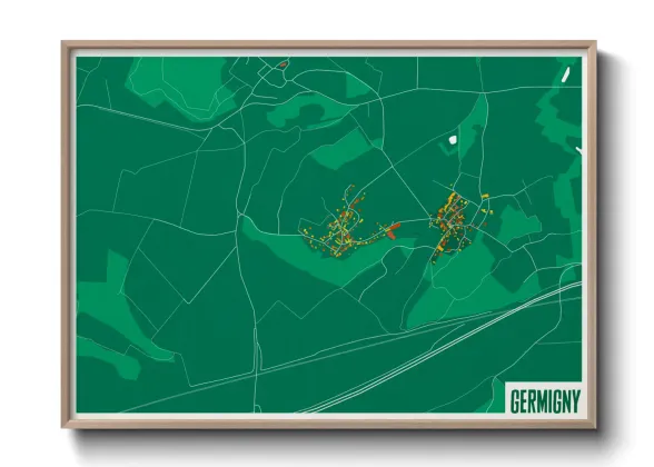 Une affiche de carte sur Germigny