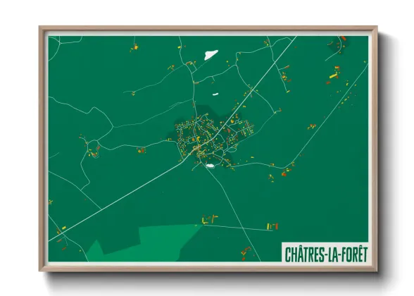 Une affiche de carte sur Châtres-la-Forêt