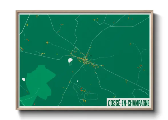 Une affiche de carte sur Cossé-en-Champagne