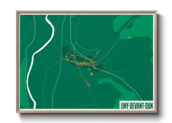 Une affiche de carte sur Liny-devant-Dun