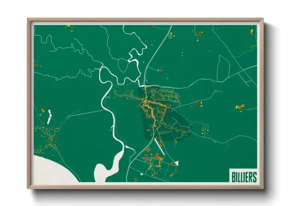 Une affiche de carte sur Billiers