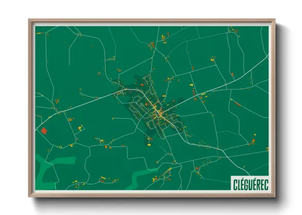 Une affiche de carte sur Cléguérec