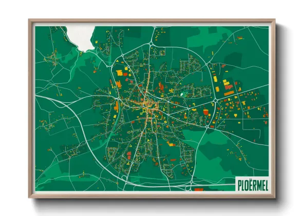 Une affiche de carte sur Ploërmel