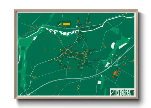 Une affiche de carte sur Saint-Gérand