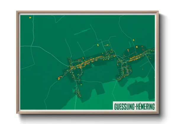 Une affiche de carte sur Guessling-Hémering