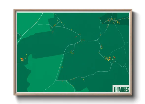 Une affiche de carte sur Thianges