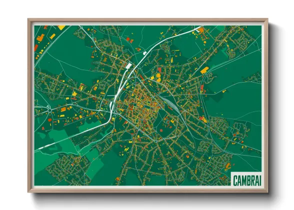 Une affiche de carte sur Cambrai