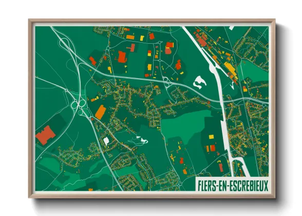 Une affiche de carte sur Flers-en-Escrebieux