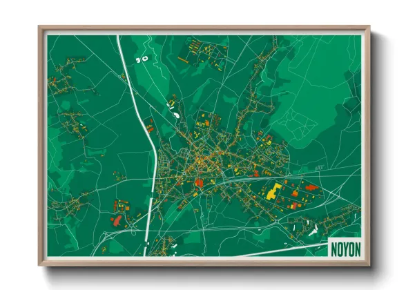 Une affiche de carte sur Noyon