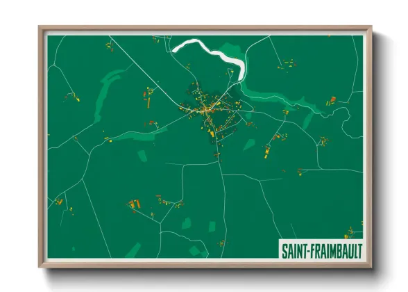 Une affiche de carte sur Saint-Fraimbault