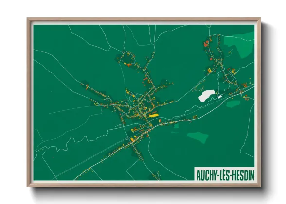Une affiche de carte sur Auchy-lès-Hesdin
