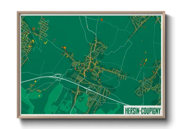 Une affiche de carte sur Hersin-Coupigny