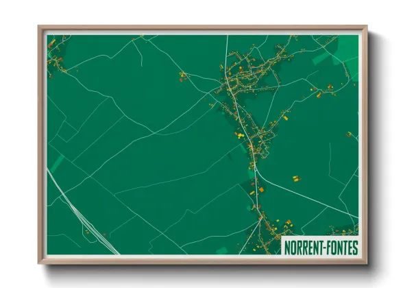 Une affiche de carte sur Norrent-Fontes