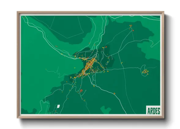 Une affiche de carte sur Ardes