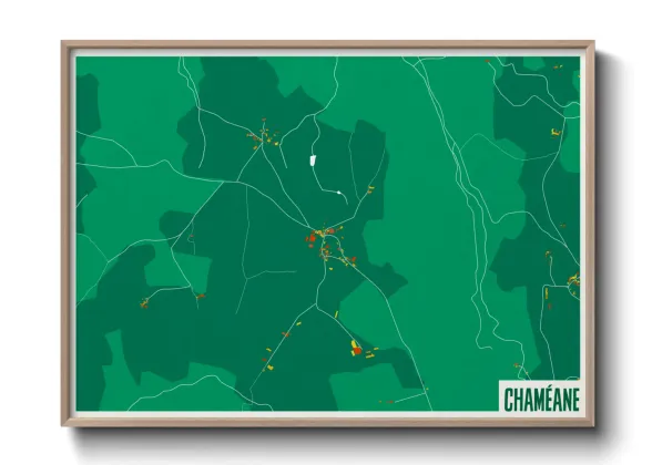 Une affiche de carte sur Chaméane