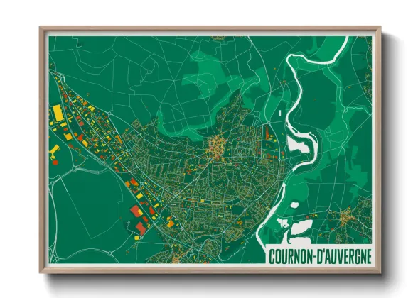 Une affiche de carte sur Cournon-d'Auvergne