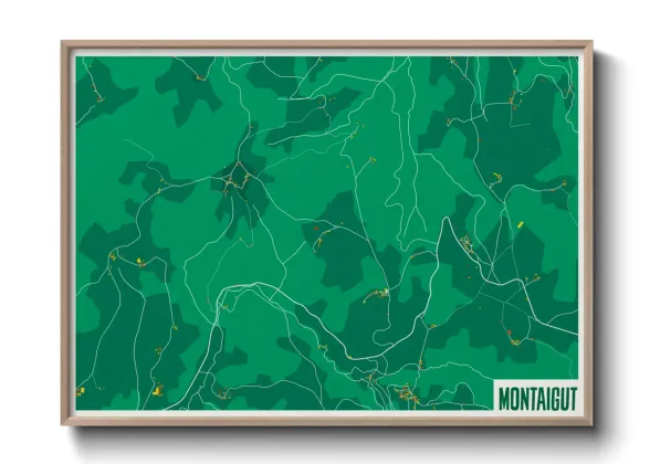 Une affiche de carte sur Montaigut