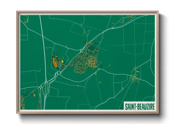 Une affiche de carte sur Saint-Beauzire
