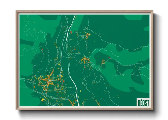 Une affiche de carte sur Béost